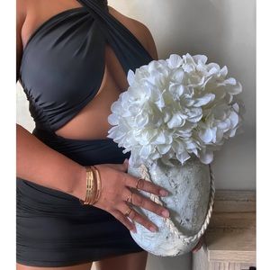 Cross Neck Mini Black Dress